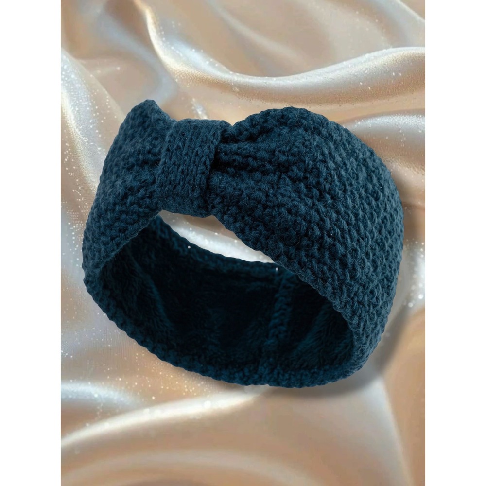 Accessory Fleece Lined Chunky Knit Bow Ear Warmer Headband One Size Teal